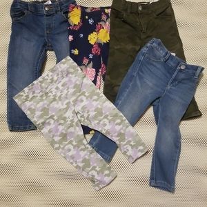 Old navy/garanimals toddler girls 5 piece pants bundle/lot